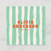 レトロはっきりしたグリーンボホグルーヴィトレンディーユニークQRコード スクエア名刺 (正面)