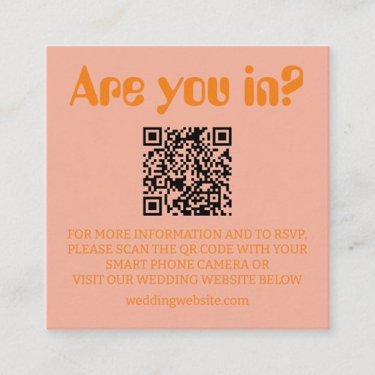 レトロはっきりしたグルーヴィウェディングRSVP エンクロージャーカード (正面)