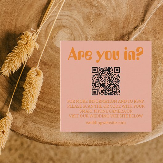 レトロはっきりしたグルーヴィウェディングRSVP エンクロージャーカード