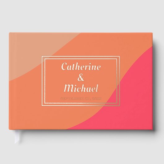 レトロはっきりしたグルーヴカラフルタイポグラフィ70年代結婚の ゲストブック (正面)