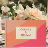 レトロはっきりしたグルーヴカラフルタイポグラフィ70年代結婚の ゲストブック