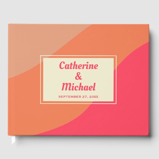 レトロはっきりしたグルーヴカラフルタイポグラフィ70年代結婚の ゲストブック (正面)