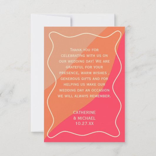 レトロはっきりしたグルーヴカラフルタイポグラフィ70年代結婚の サンキューカード (裏面)