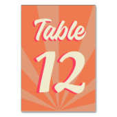 レトロはっきりしたグルーヴカラフルタイポグラフィ70年代結婚の テーブルナンバー (正面)