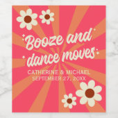 レトロはっきりしたグルーヴカラフルタイポグラフィ70年代結婚の ワインラベル (シングルラベル)