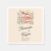 レトロはっきりしたサグアーロカクティデザートランドスケープ結婚ズ スタンダードカクテルナプキン (正面)