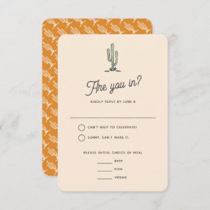 レトロはっきりしたサグアーロカクティデザートランドスケープ結婚ズ 出欠カード