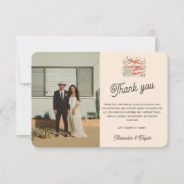 レトロはっきりしたサグアーロサボスデザートランドスケープ結婚ズ サンキューカード