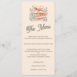 レトロはっきりしたサグアーロサボスデザートランドスケープ結婚ズ メニュー