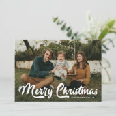 レトロはっきりしたスクリプトMerry Christmas 2写真 シーズンカード (スタンド正面)