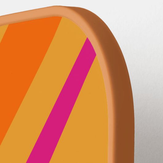 レトロはっきりしたスストライプピンクオレンジマスタード ピックルボールラケット (左詳細)