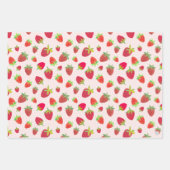 レトロはっきりしたストロベリーハンドコレージ図解入りの、写真付きのアート ラッピングペーパーシート (正面3)