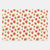 レトロはっきりしたストロベリーハンドコレージ図解入りの、写真付きのアート ラッピングペーパーシート (正面)