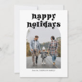 レトロはっきりしたタイポグラフィクリスマスアーチ写真 シーズンカード (正面)