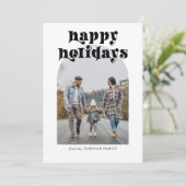 レトロはっきりしたタイポグラフィクリスマスアーチ写真 シーズンカード (スタンド正面)