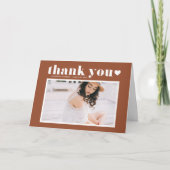 レトロはっきりしたタイポグラフィテラコッタ写真卒業 サンキューカード (正面)