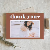 レトロはっきりしたタイポグラフィテラコッタ写真卒業 サンキューカード