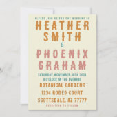 レトロはっきりしたタイポグラフィブライト結婚フォト 招待状 (正面)