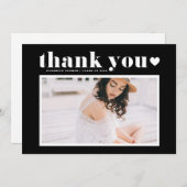 レトロはっきりしたタイポグラフィブラック写真卒業 サンキューカード (正面/裏面)
