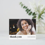 レトロはっきりしたタイポグラフィブラック卒業ありがとう ポストカード (スタンド正面)