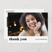 レトロはっきりしたタイポグラフィブラック卒業ありがとう ポストカード (正面/裏面)