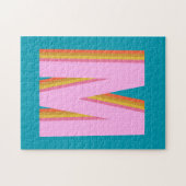 レトロはっきりしたタイポグラフィモノグラム文字(青) ジグソーパズル (横)