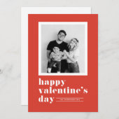 レトロはっきりしたタイポグラフィレッドフォトバレンタインデー シーズンカード (正面/裏面)