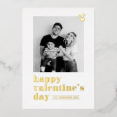 レトロはっきりしたタイポグラフィレッドフォトバレンタインデー 箔シーズンカード (正面)