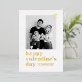 レトロはっきりしたタイポグラフィレッドフォトバレンタインデー 箔シーズンカード (立ち正面)