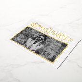 レトロはっきりしたタイポグラフィ写真卒業 箔招待状 (回転した状態)