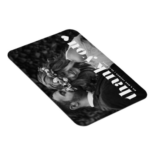 レトロはっきりしたタイポグラフィ写真結婚の感謝 マグネット (右側)