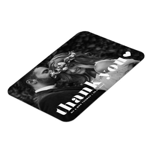 レトロはっきりしたタイポグラフィ写真結婚の感謝 マグネット (左側)