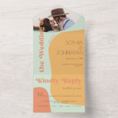 レトロはっきりしたタイポグラフィ夏の写真結婚式rsvp オールインワン招待状 (内側)