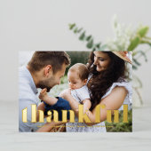 レトロはっきりしたタイポグラフィ感謝感謝祭 箔シーズンカード (立ち正面)