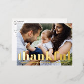 レトロはっきりしたタイポグラフィ感謝感謝祭 箔シーズンポストカード (正面/裏面)