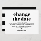 レトロはっきりしたタイポグラフィ黒日付の変更 案内状 (正面/裏面)