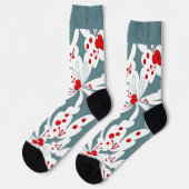 レトロはっきりしたティール(緑がかった色)ホリーアンドベリーズホリデイ ソックス (左)