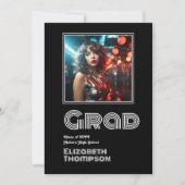 レトロはっきりしたディスコ卒業写真 案内状 (正面)