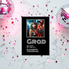 レトロはっきりしたディスコ卒業写真 案内状