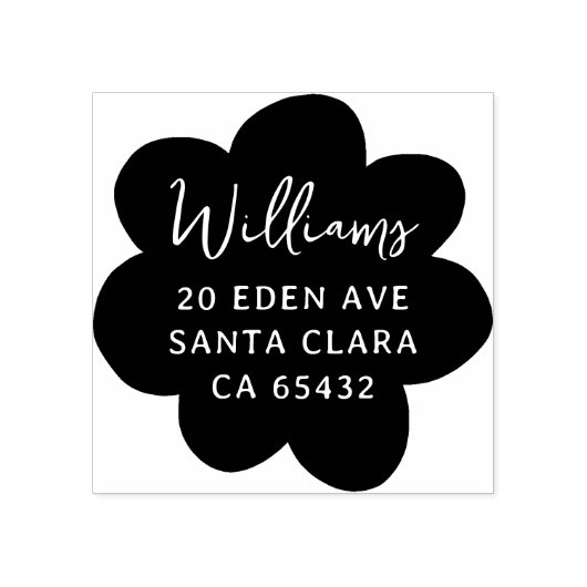 レトロはっきりしたデイジーフラワー差出人住所 ラバースタンプ (インプリント)