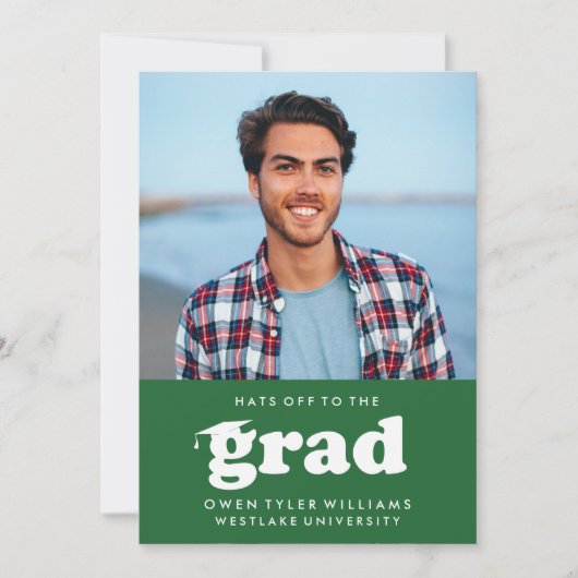 レトロはっきりしたハットを外してグラードフォトグラード招待状 招待状 (正面)