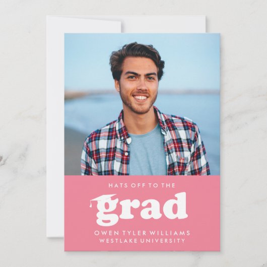 レトロはっきりしたハットを外してグラードフォトグラード招待状 招待状 (正面)