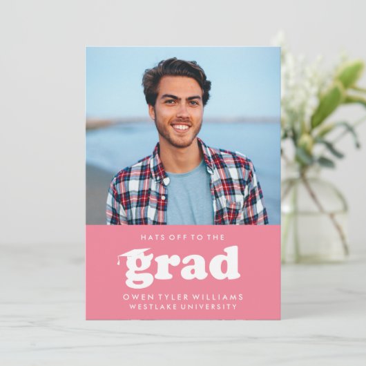 レトロはっきりしたハットを外してグラードフォトグラード招待状 招待状 (スタンド正面)