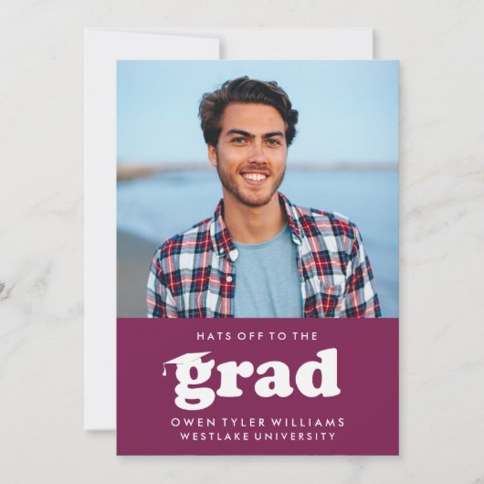 レトロはっきりしたハットを外してグラードフォトグラード招待状 招待状 (正面)