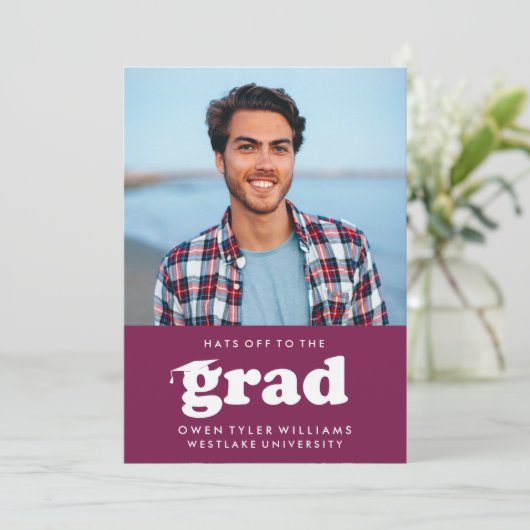 レトロはっきりしたハットを外してグラードフォトグラード招待状 招待状 (スタンド正面)