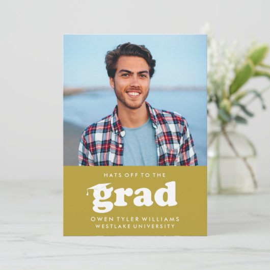 レトロはっきりしたハットを外してグラードフォトグラード招待状 招待状 (スタンド正面)