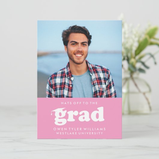 レトロはっきりしたハットを外してグラードフォトグラード招待状 招待状 (スタンド正面)