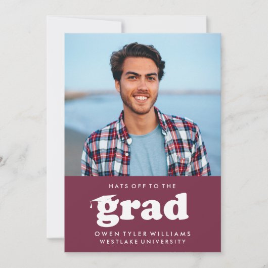 レトロはっきりしたハットを外してグラードフォトグラード招待状 招待状 (正面)