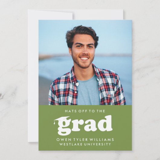 レトロはっきりしたハットを外してグラードフォトグラード招待状 招待状 (正面)