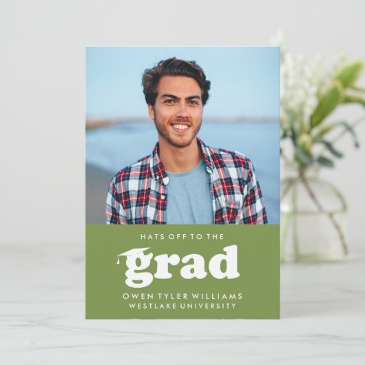 レトロはっきりしたハットを外してグラードフォトグラード招待状 招待状 (スタンド正面)